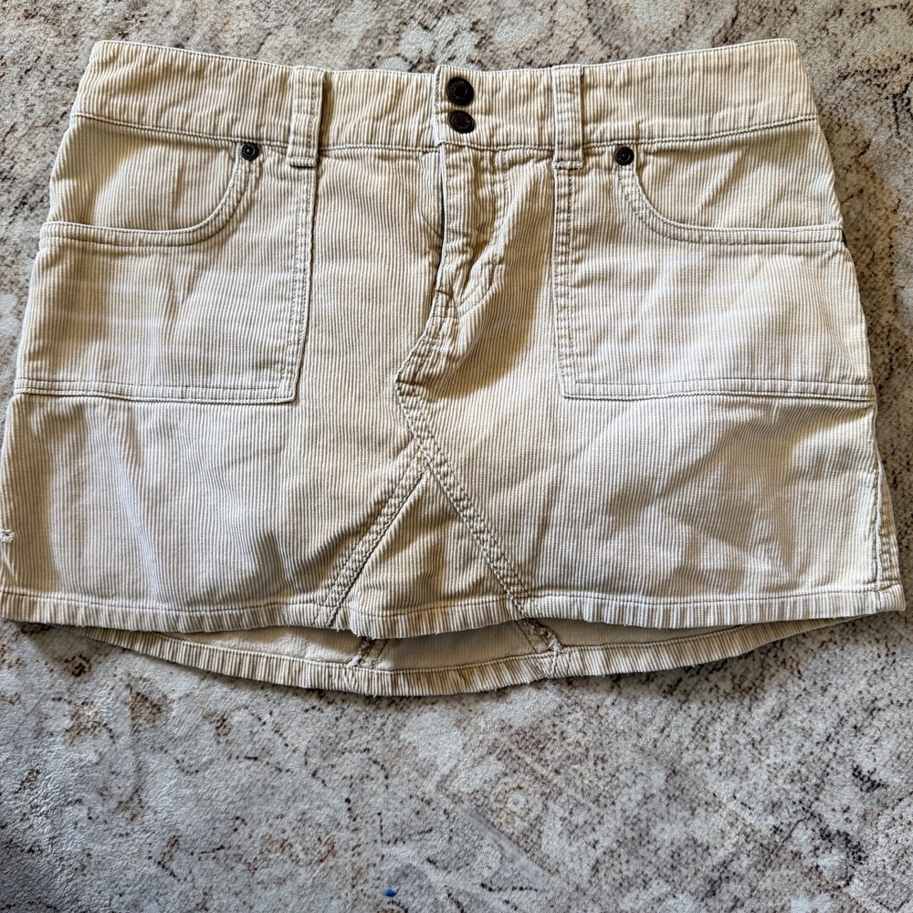 Vtg 2000s Abercrombie& Fitch Brown Honeycomb Mini Corduroy Skirt Y2K Mallcore 14